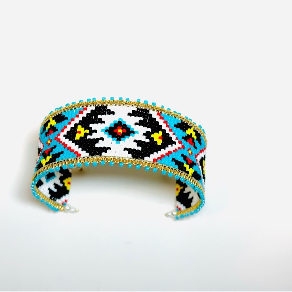 Native American Indian bracelet with Japanese seed beads Miyuki Delica - Picture 6 of 17